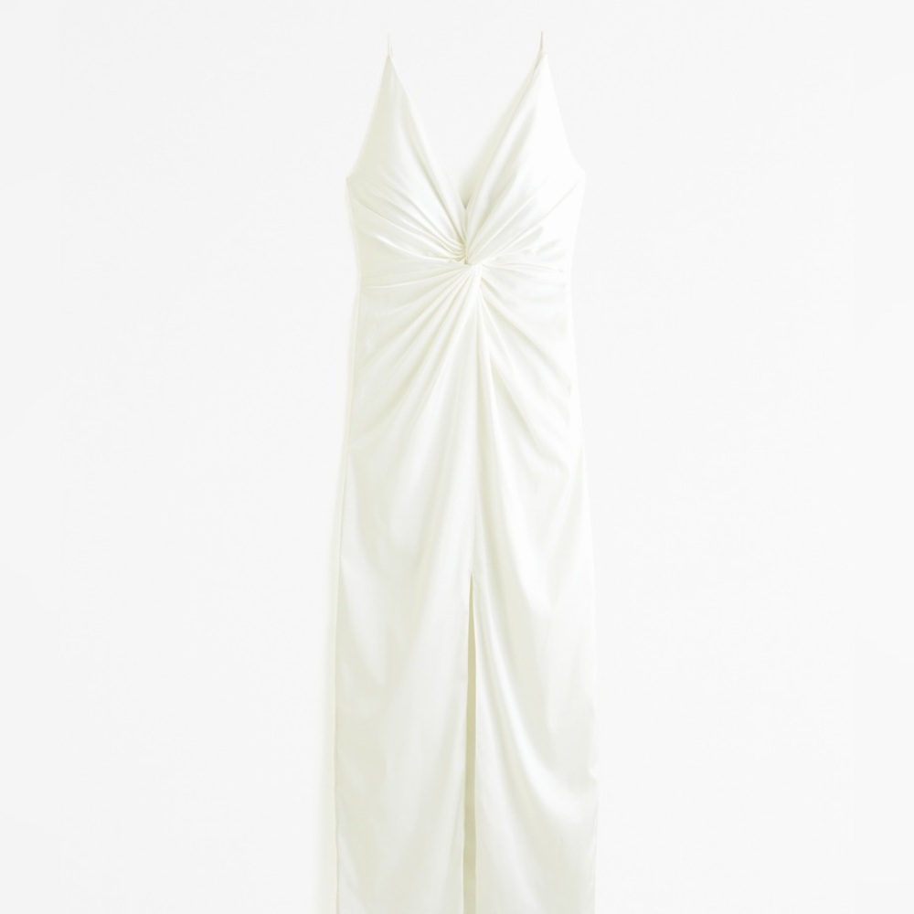 Abercrombie Draped Twist-Front Maxi Dress WHITE